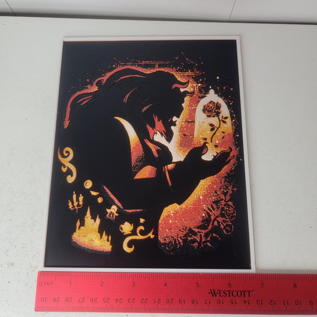 3D Printed Beauty And Beast Silhouette Wall Art Plaque By LMP Creations