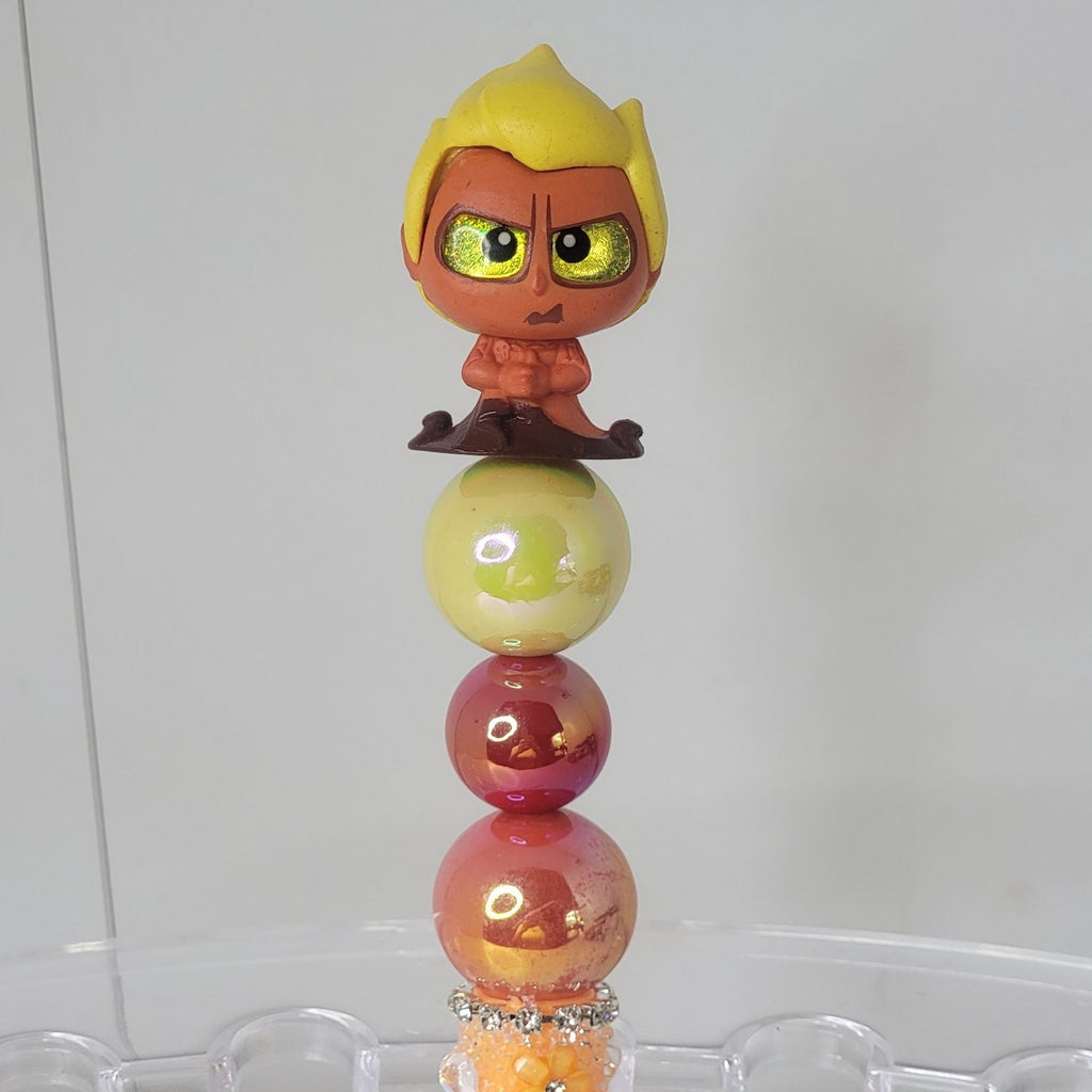 Hades Disneyana Pen 7.5in Orange Beaded Figurine Ink Collectible