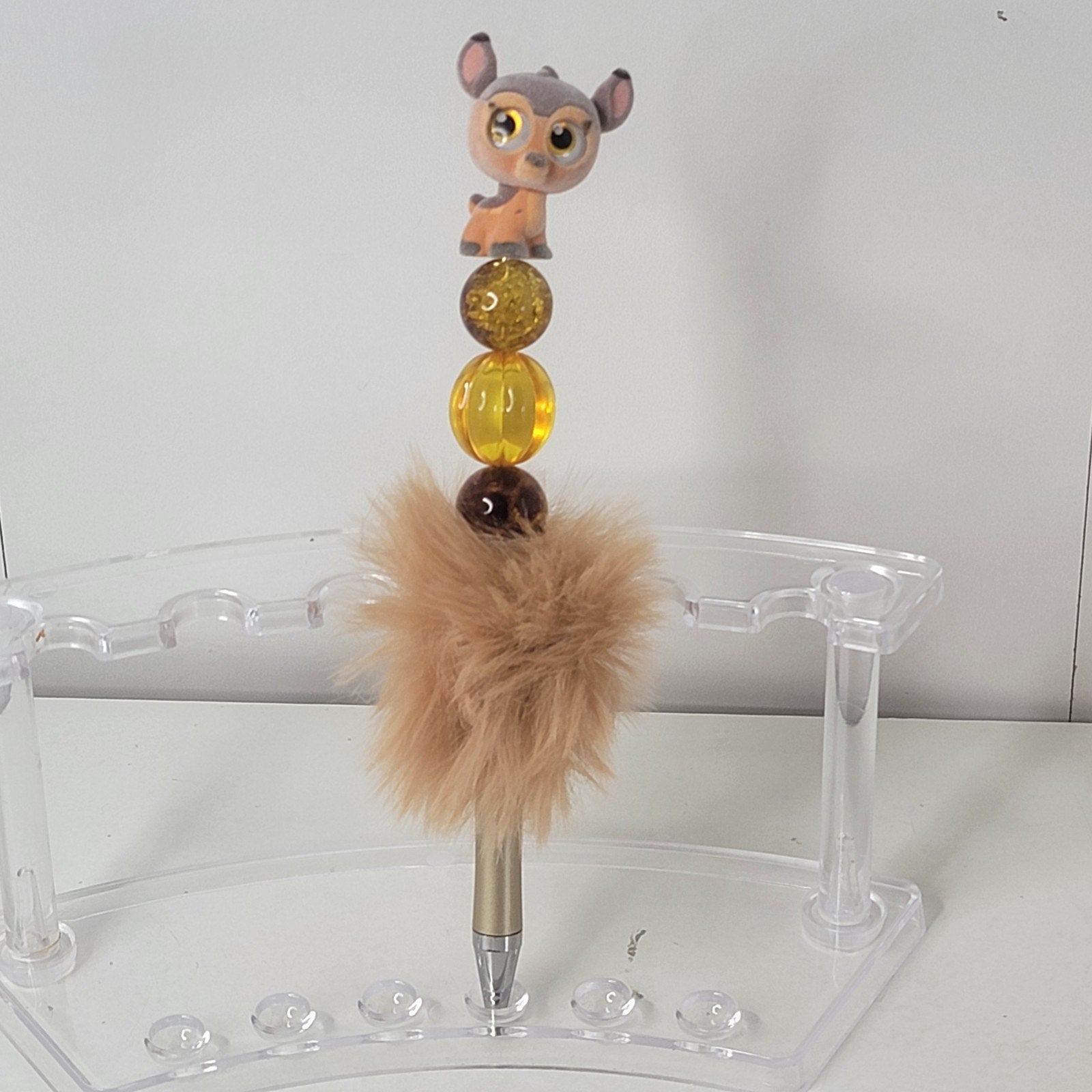 Disney Bambi Doorables Pen Handmade Beaded Woodland Deer Gift Display Feather
