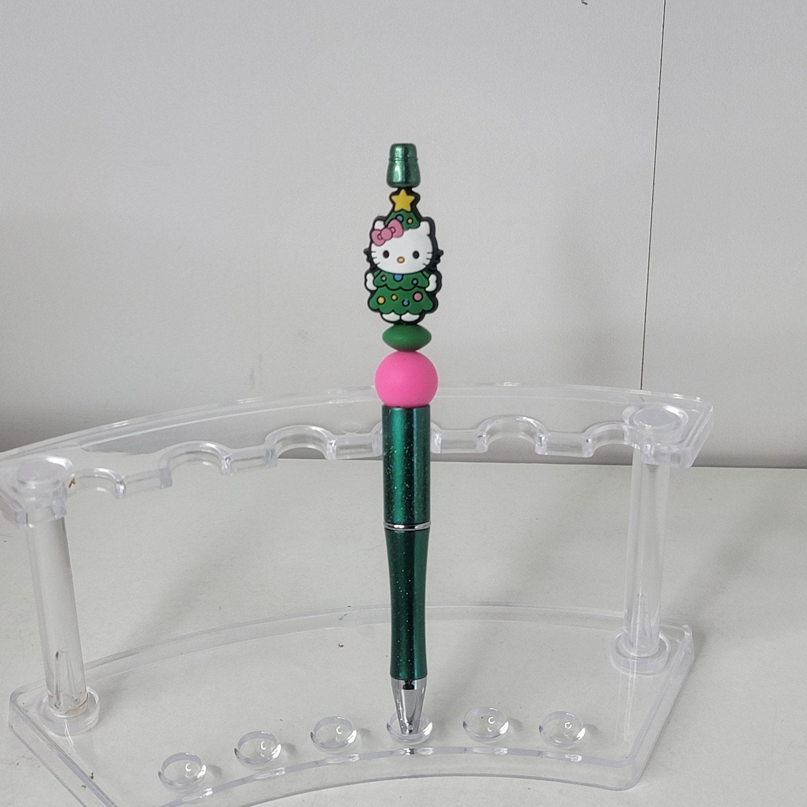Hello Kitty Christmas Tree Pen Green Sparkle Holiday Writing Collectible Gift