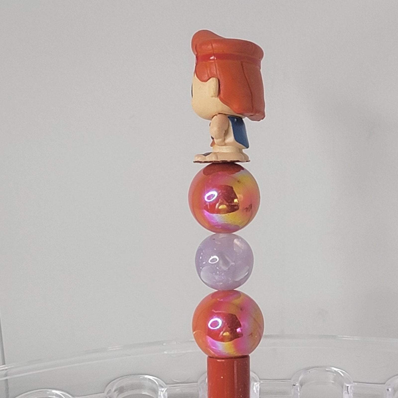 Hercules Disneyana Pen 7in Red Purple Beads Collectible Ink