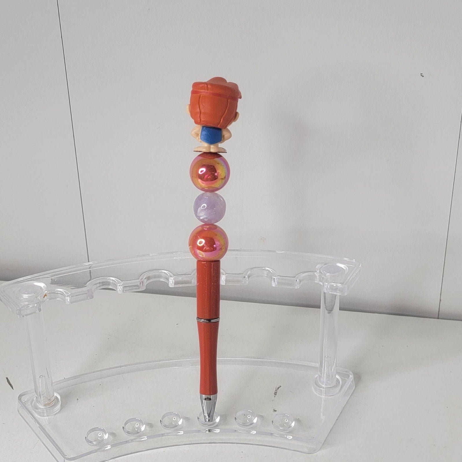 Hercules Disneyana Pen 7in Red Purple Beads Collectible Ink