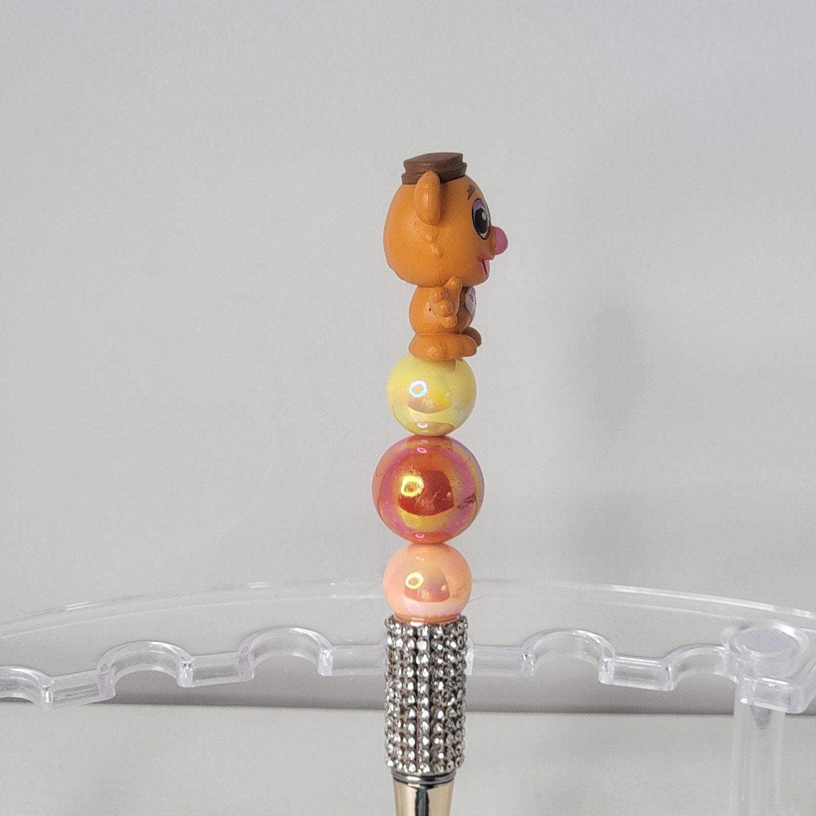 Handmade Disney Beaded Pen Fozzie Bear Muppets Collectible Writing Gift Horn