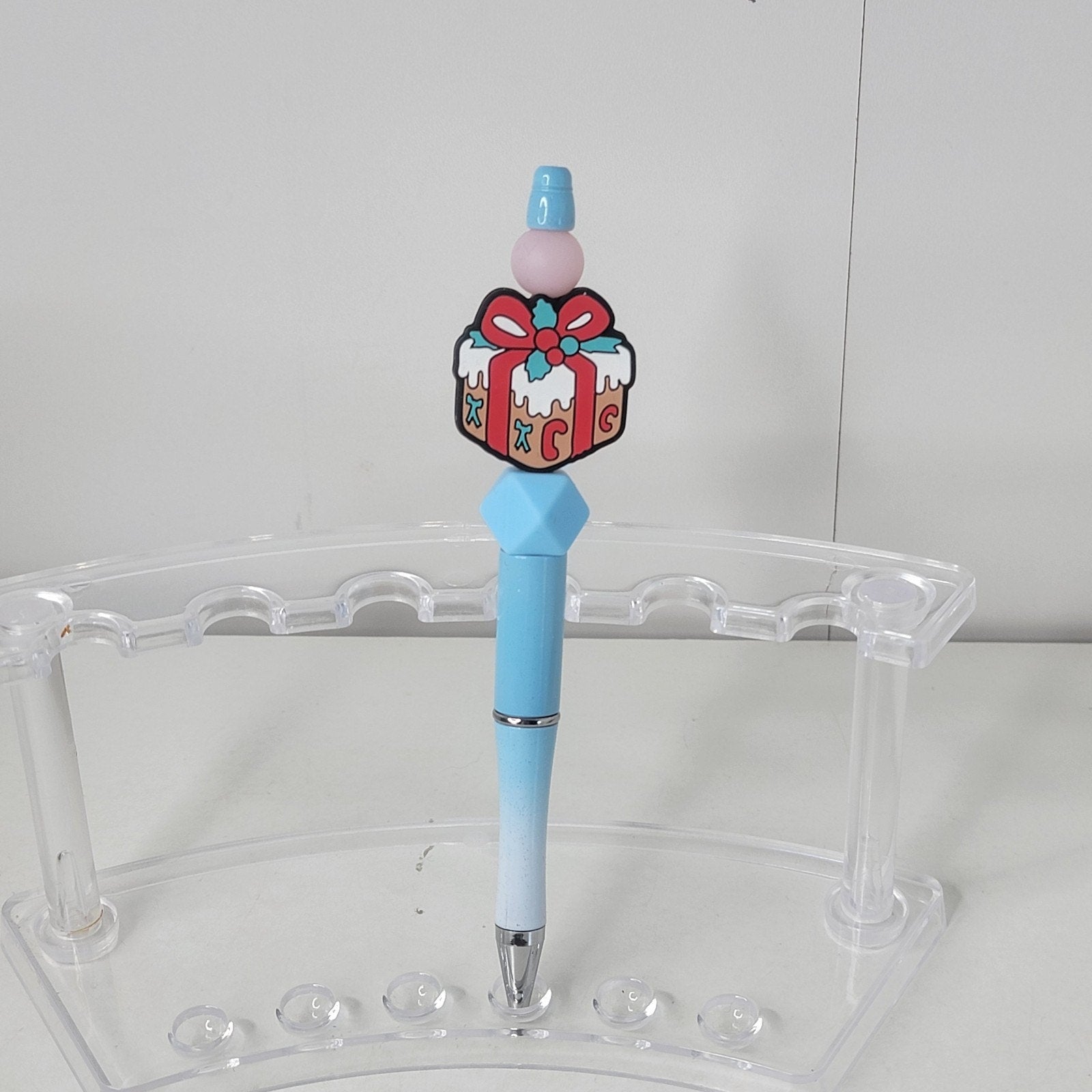 Blue Gift Box Pen Christmas Holiday Writing Collectible Cute Stationery Gift