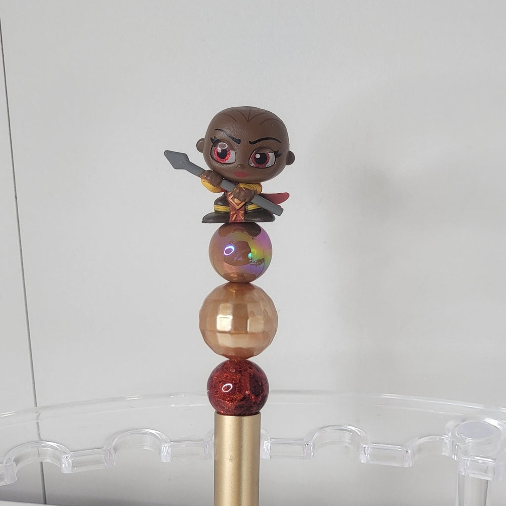 Disneyana Black Panther Character Pen 7.5in Gold Red Plastic Ink Collectible