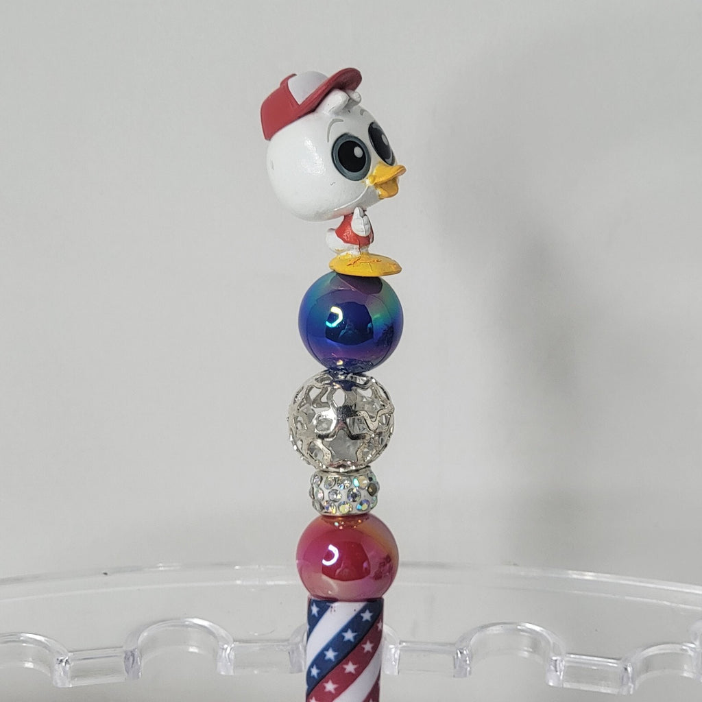 Disney Doorables Beaded Pen Huey Donald Duck Nephew Patriotic 4th of July Base