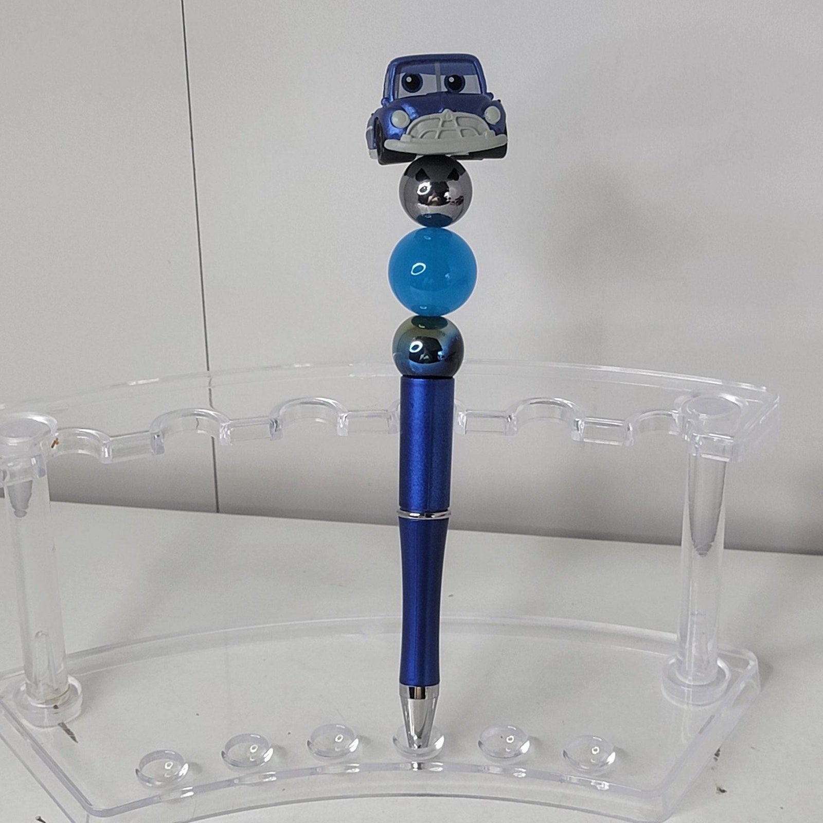 Disney Cars Blue Doc Hudson Disneyana Pen with Beaded Design 6.5in