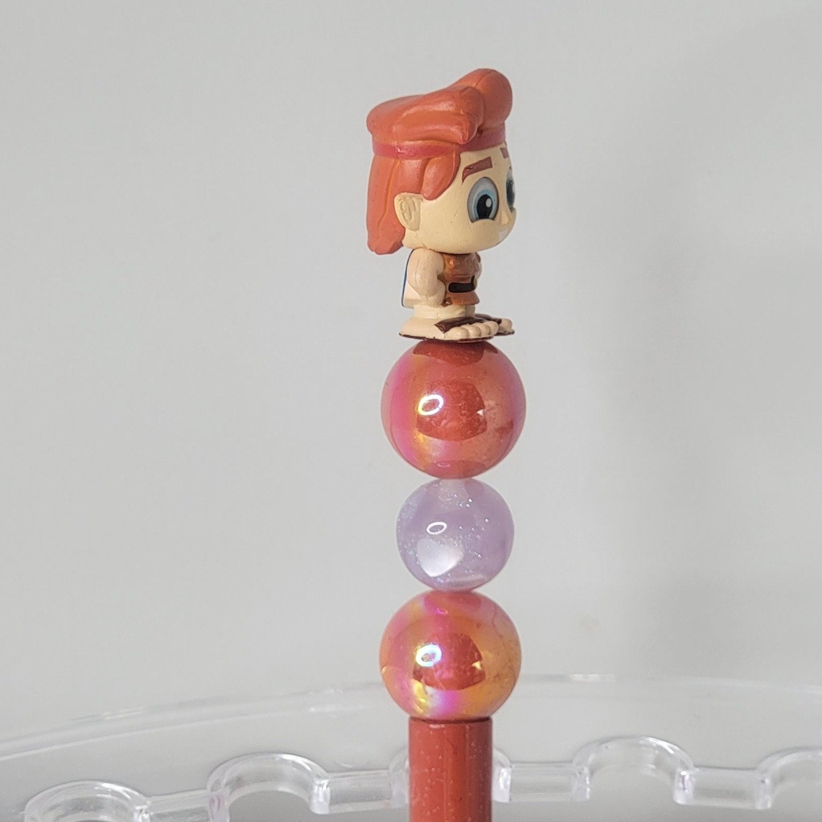 Hercules Disneyana Pen 7in Red Purple Beads Collectible Ink
