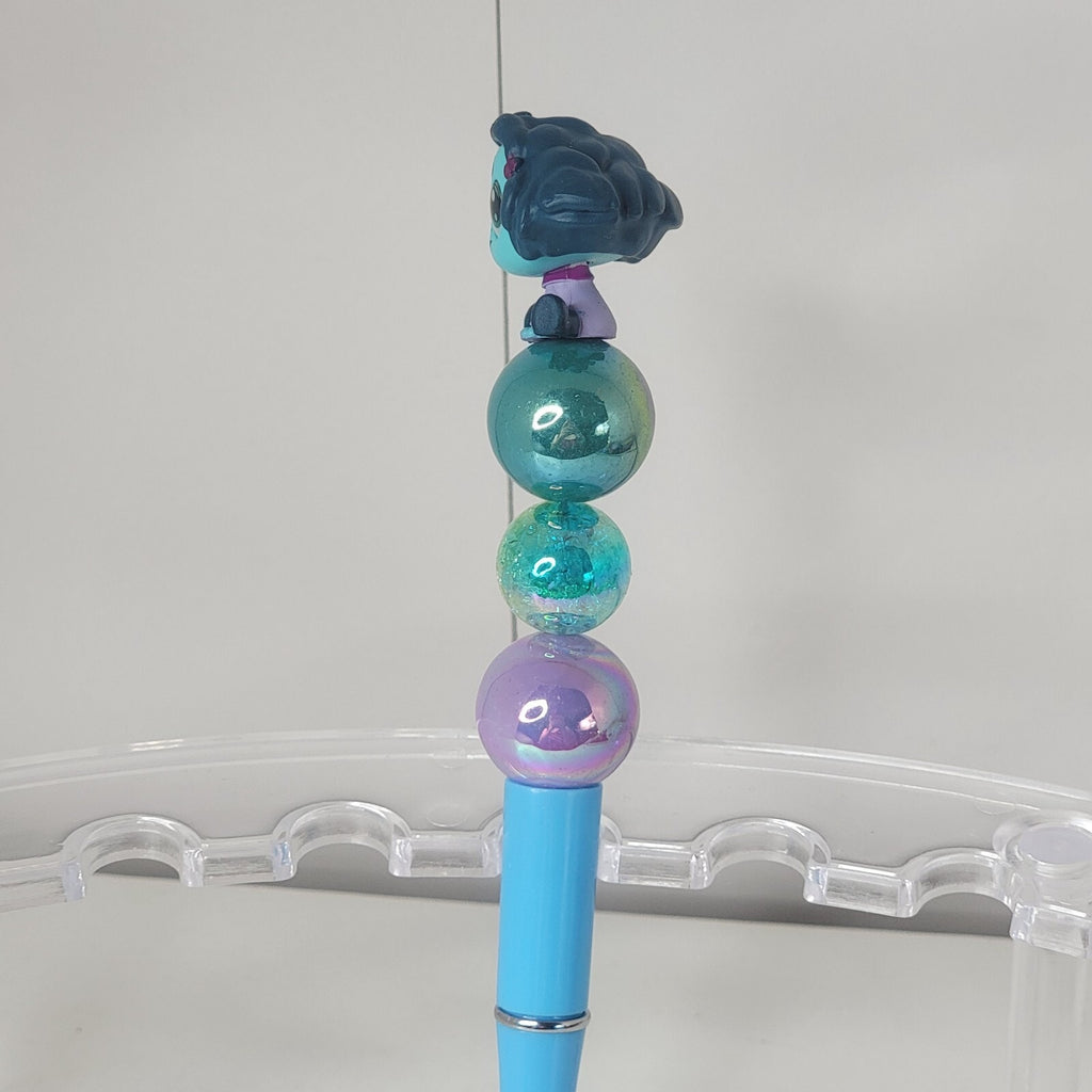 Disney Doorables Beaded Pen Envy from Inside Out 2 Movie Light Blue Base