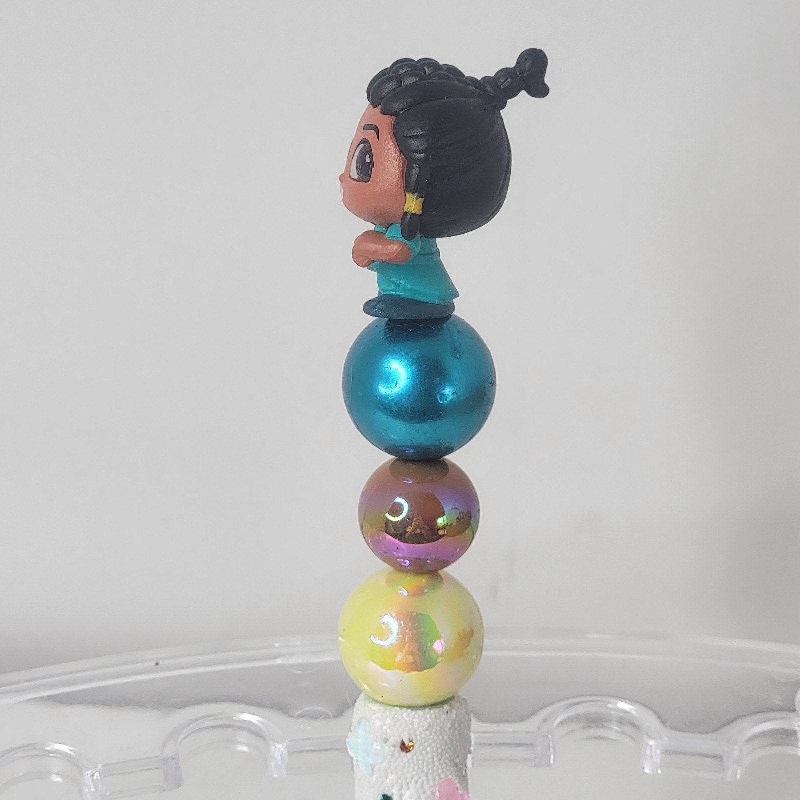 Disney Doorables Young Raya Pen Handmade Beaded Collectible Floral Gems Raya