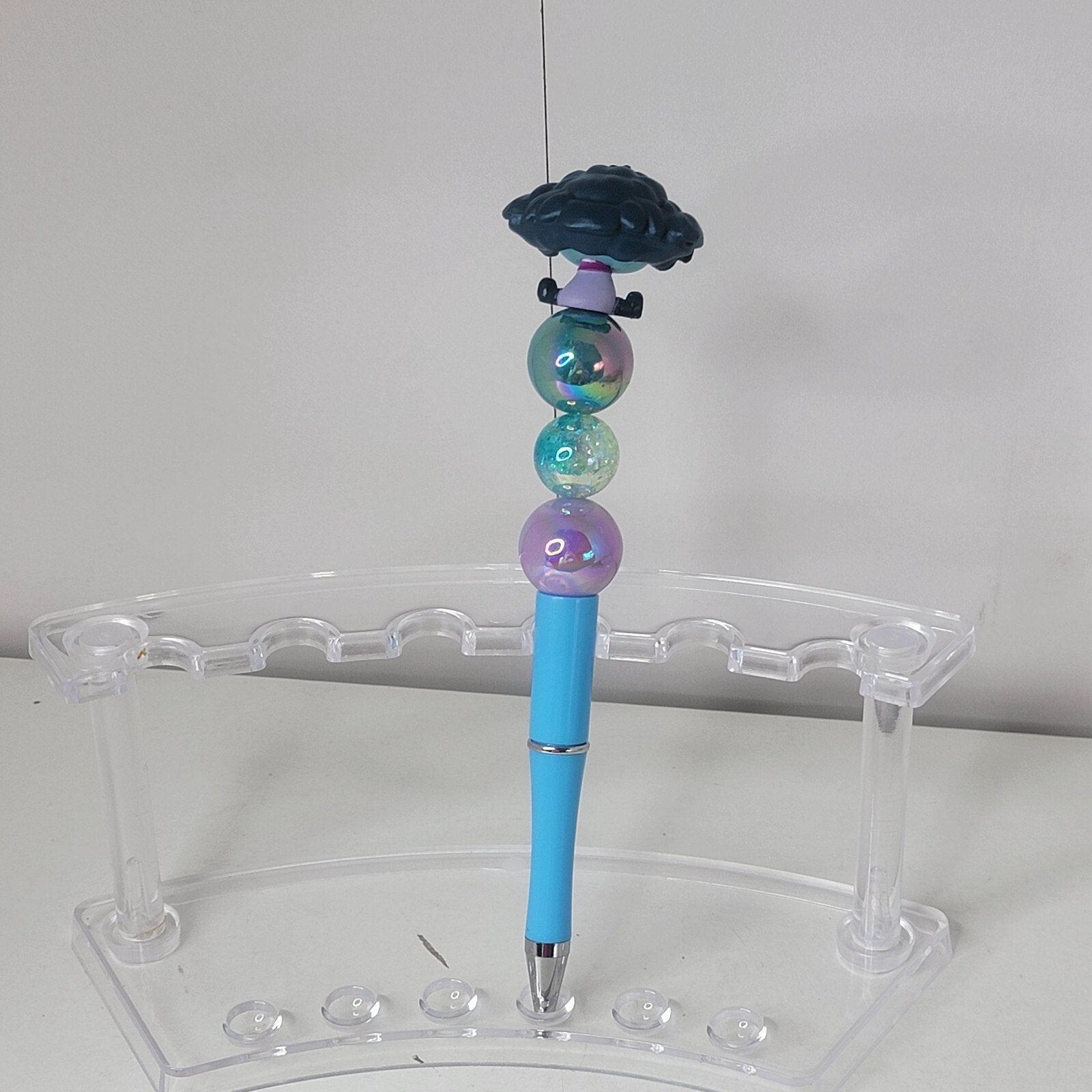 Disney Doorables Beaded Pen Envy from Inside Out 2 Movie Light Blue Base