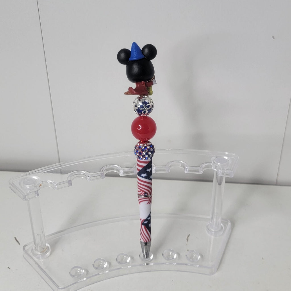Disney Doorables Beaded Pen Sorcerer Mickey from Fantasia Patriotic USA Flag
