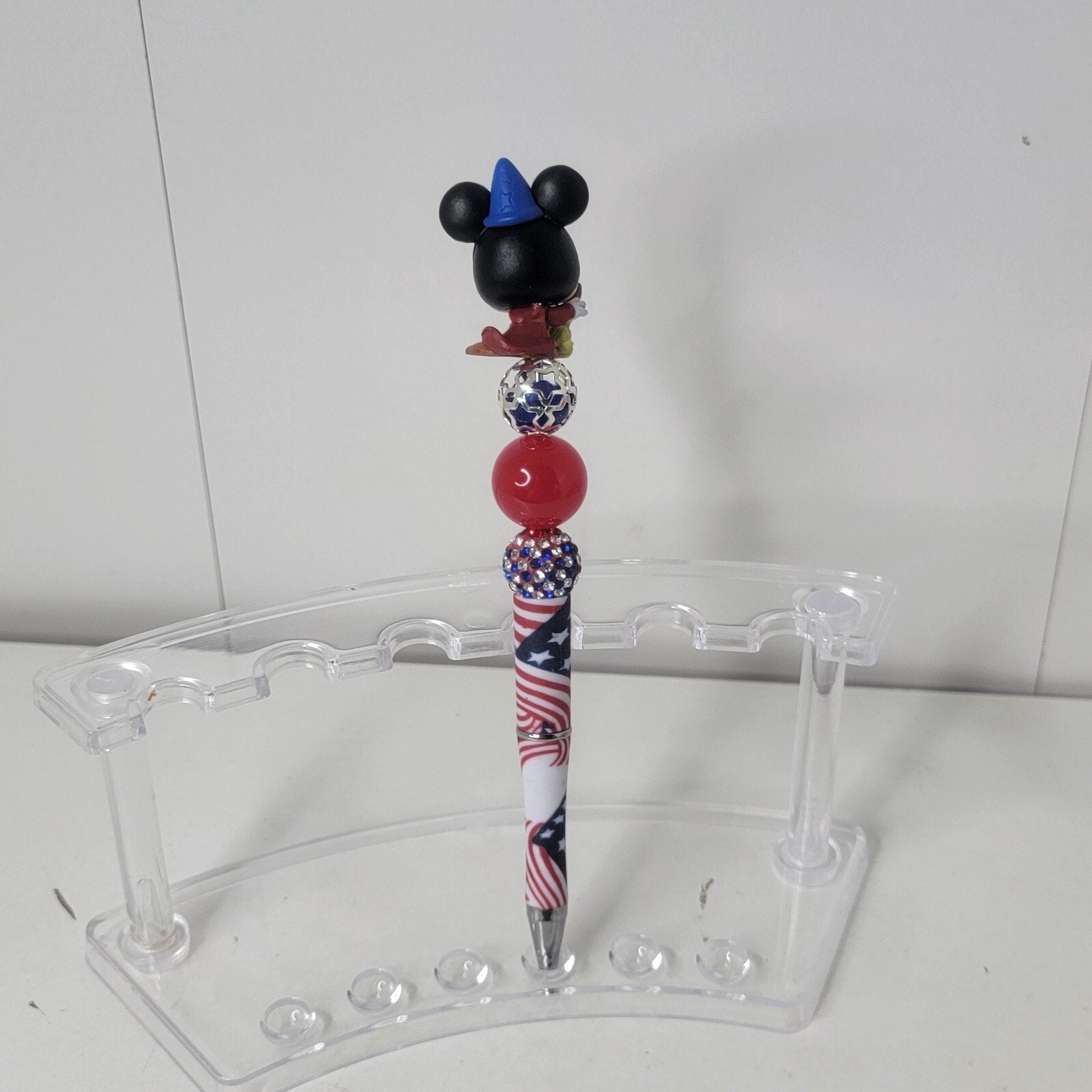 Disney Doorables Beaded Pen Sorcerer Mickey from Fantasia Patriotic USA Flag