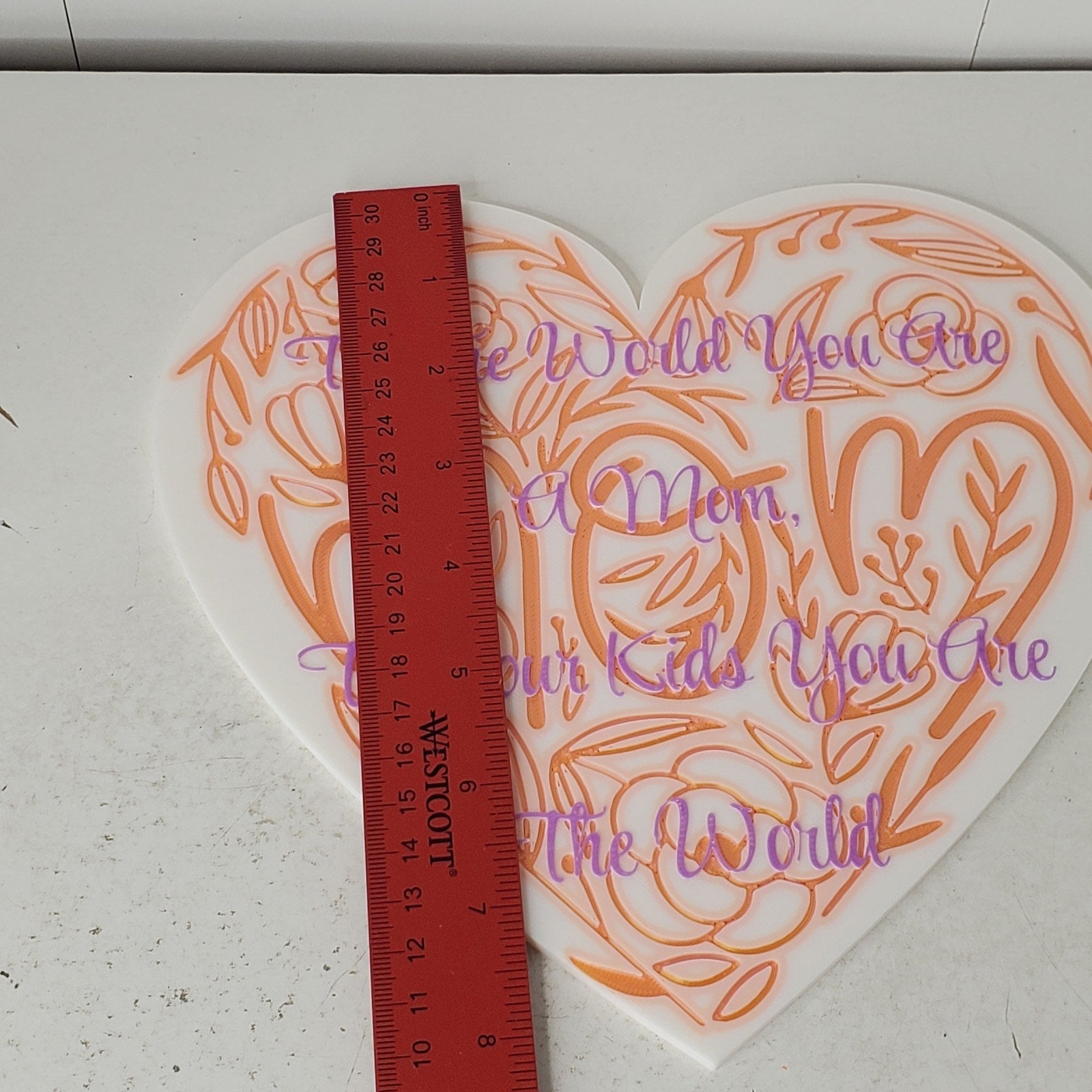 Heart Shaped Mom Plaque Sign Floral Decor Gift for Mother's Day Birthday