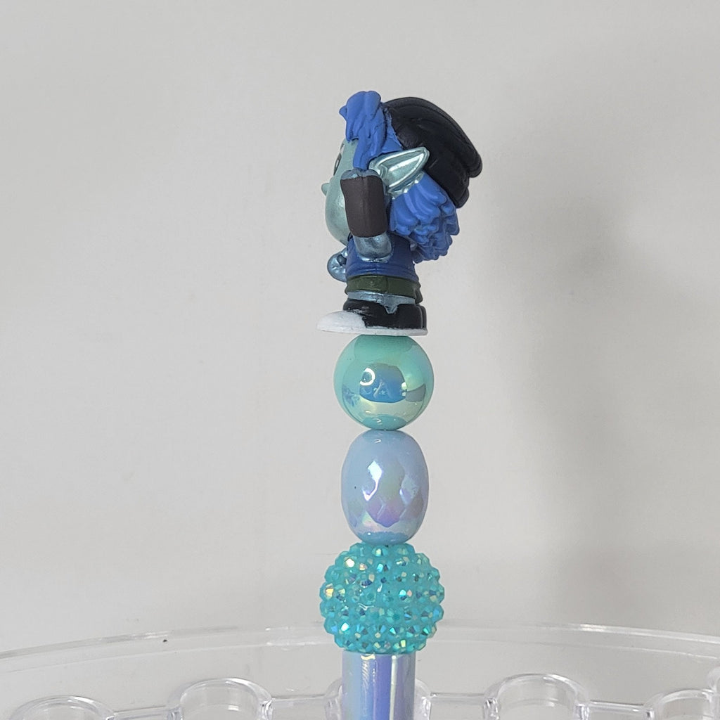 Disney Pixar Onward Barley Lightfoot Doorables Pen Handmade Beaded Elf Display