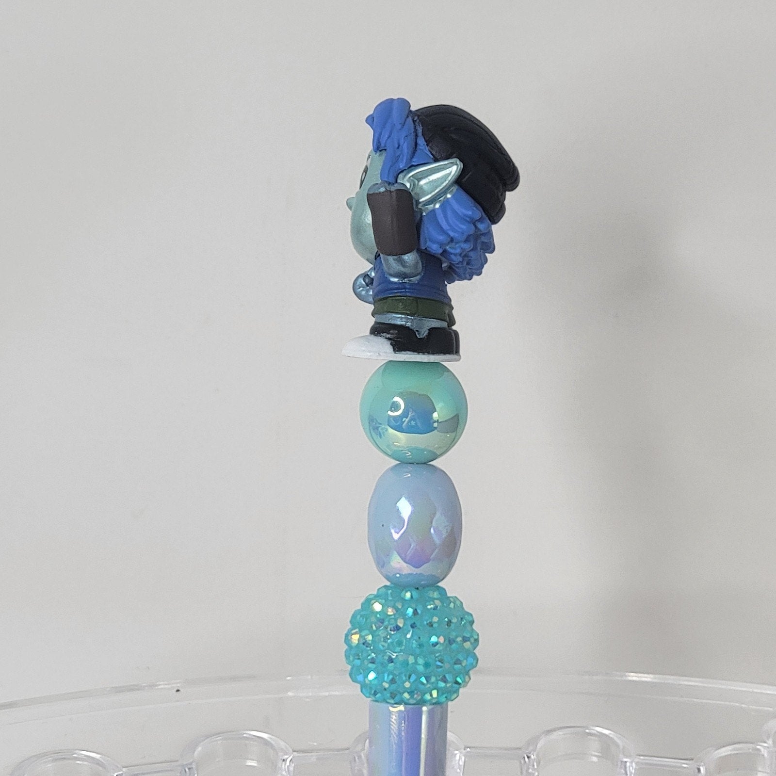 Disney Pixar Onward Barley Lightfoot Doorables Pen Handmade Beaded Elf Display