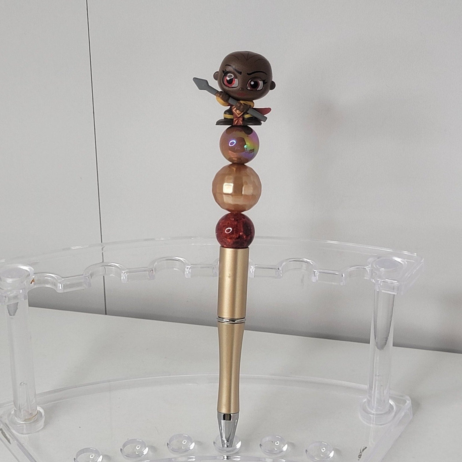 Disneyana Black Panther Character Pen 7.5in Gold Red Plastic Ink Collectible