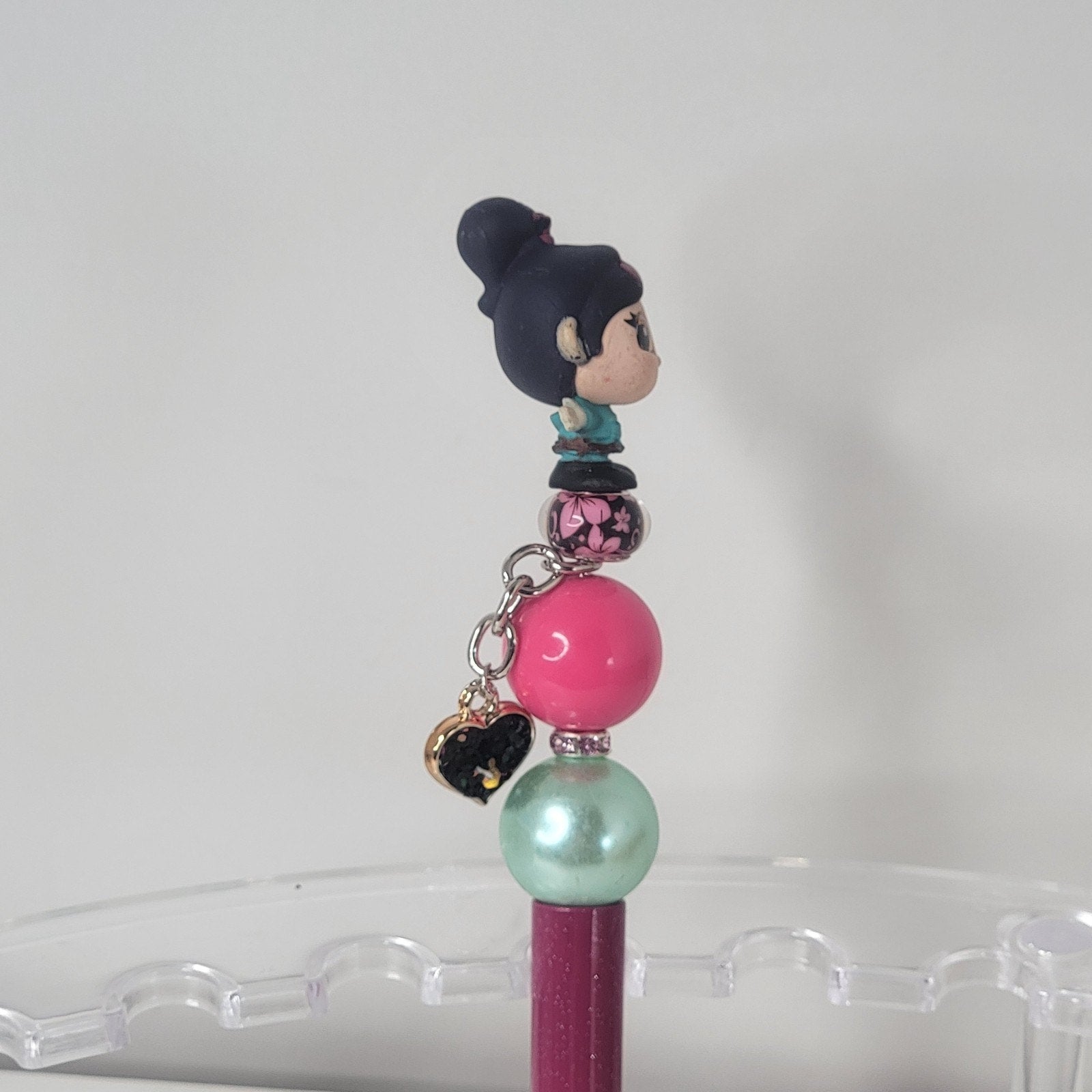 Disney Wreck It Ralph Vanellope Doorables Pen Handmade Beaded Candy Gift Display