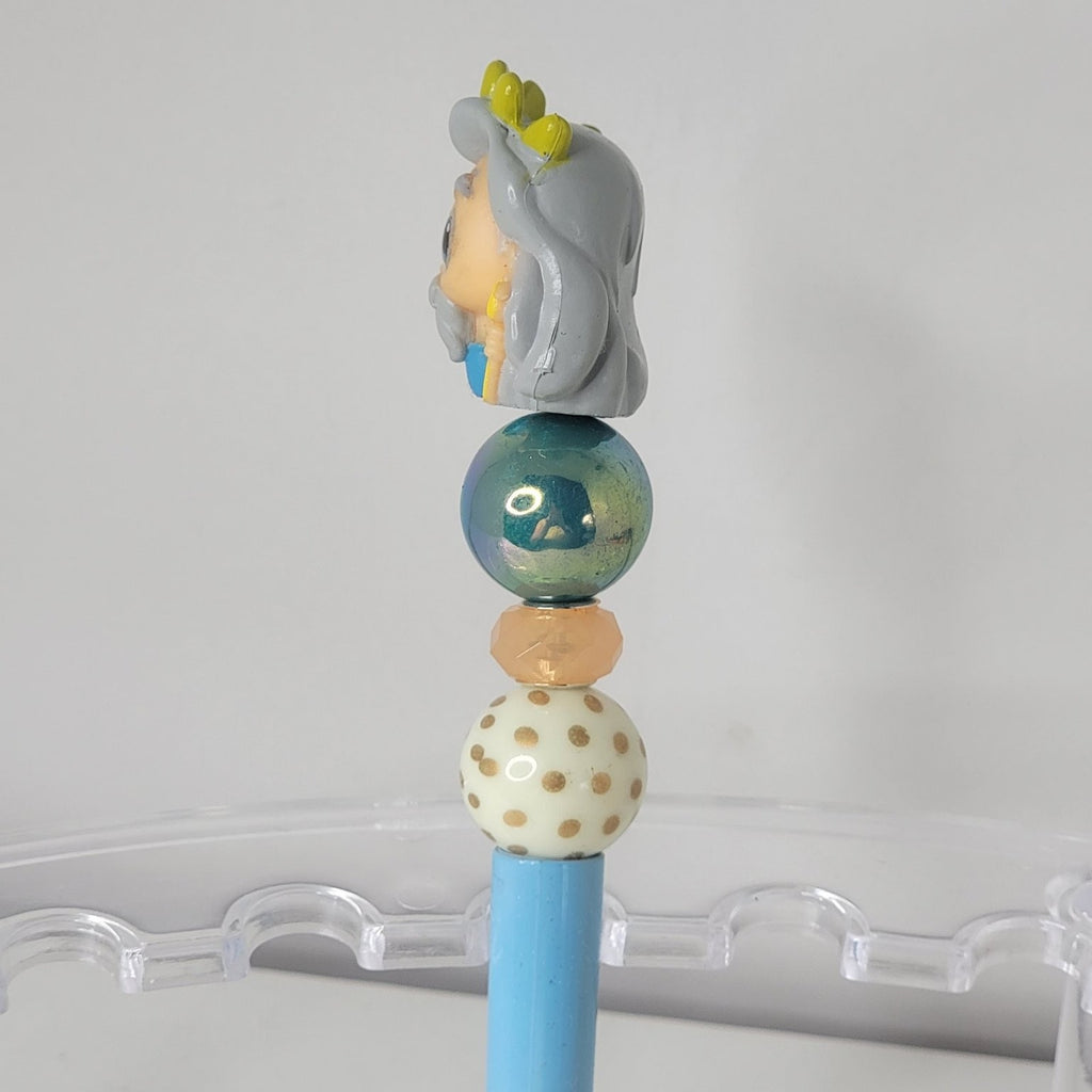 Disney Poseidon Disneyana Pen Blue Gradient with Beads and Figurine