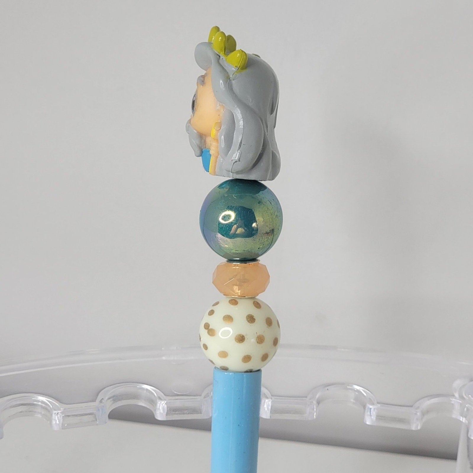 Disney Poseidon Disneyana Pen Blue Gradient with Beads and Figurine