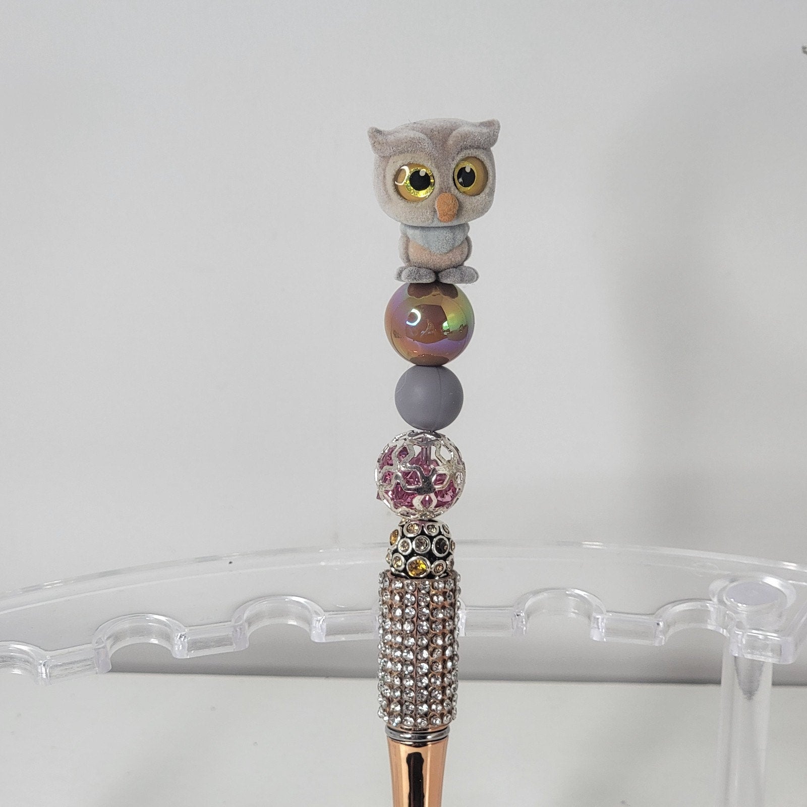 Disney Bambi Friend Owl Doorables Pen Handmade Beaded Vintage Forest Animal Gift