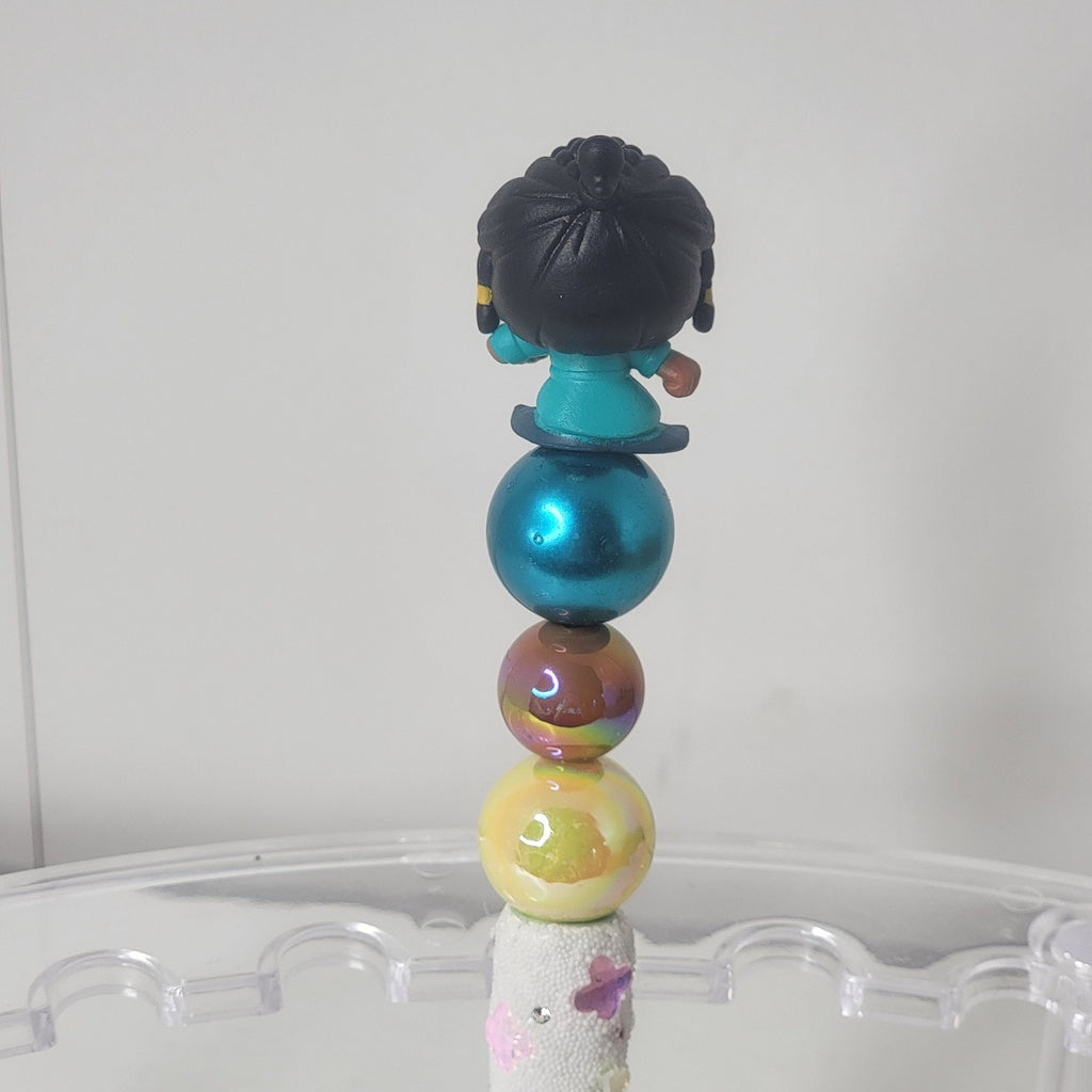 Disney Doorables Young Raya Pen Handmade Beaded Collectible Floral Gems Raya
