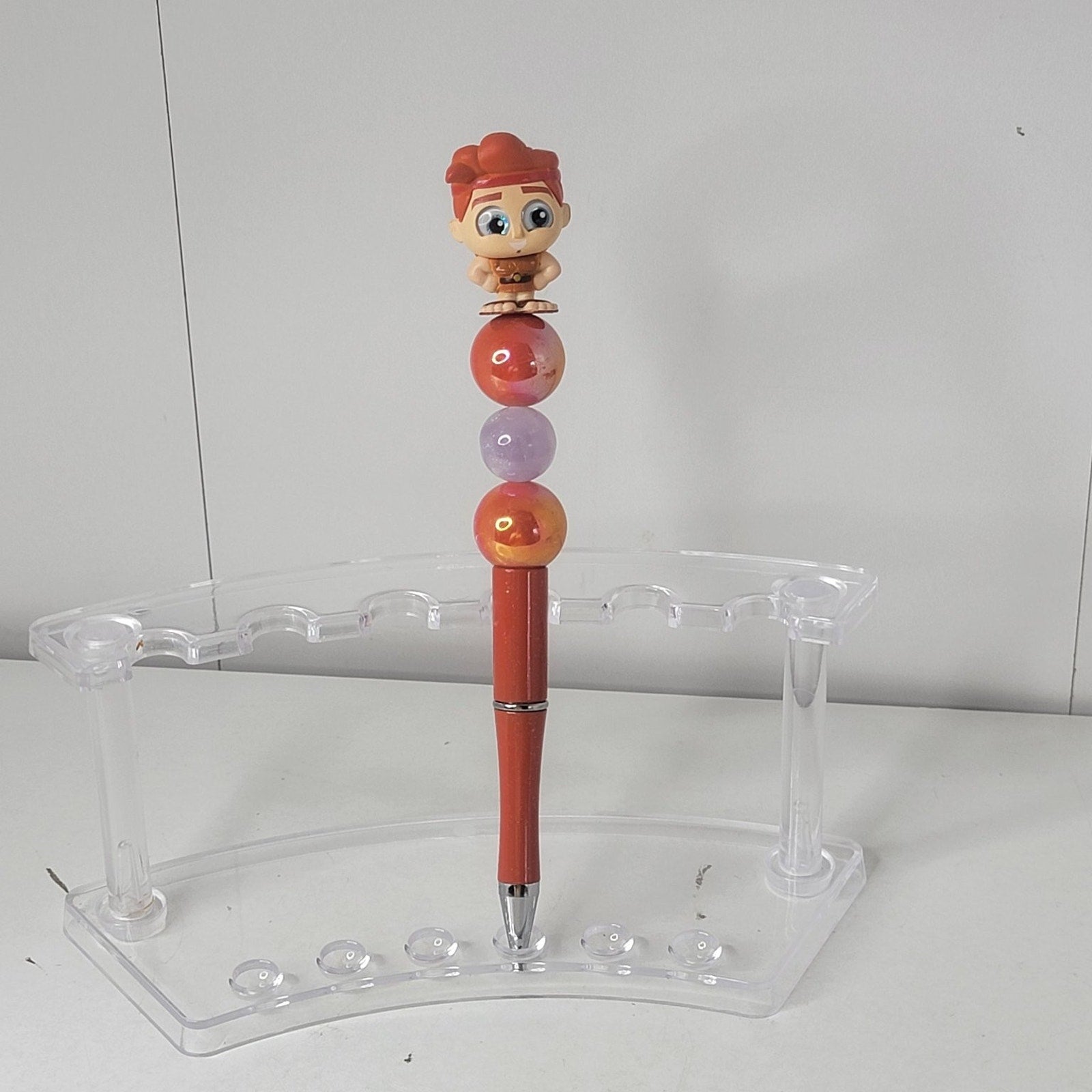 Hercules Disneyana Pen 7in Red Purple Beads Collectible Ink
