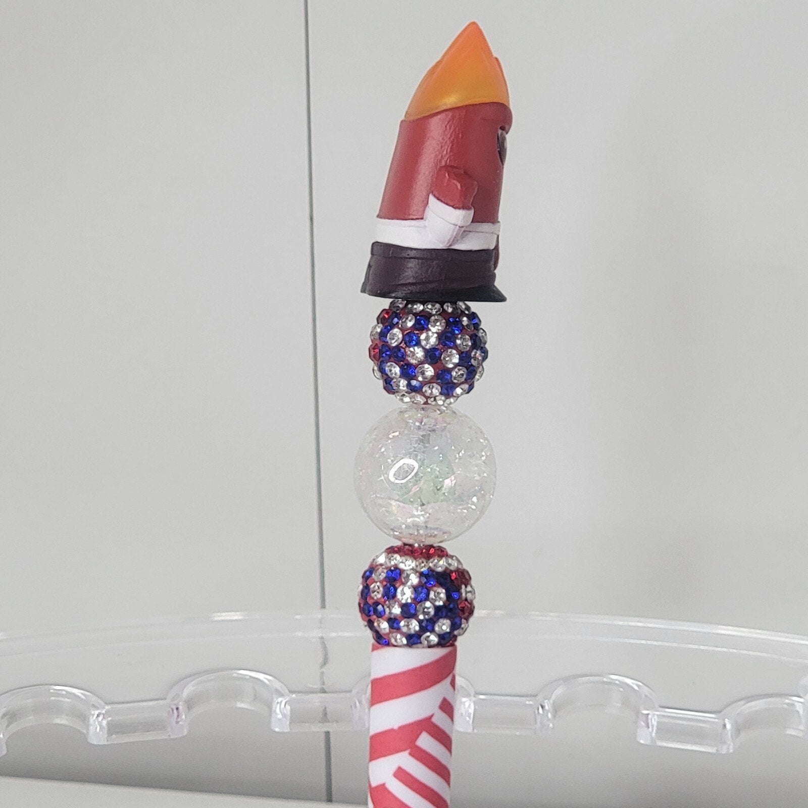 Disney Doorables Beaded Pen Anger from Inside Out 2 Movie Patriotic Base USA