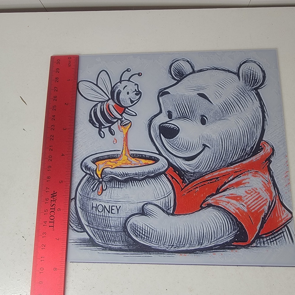 3D Printed Pooh Bear Honey Wall Art Plaque By LMP Creations