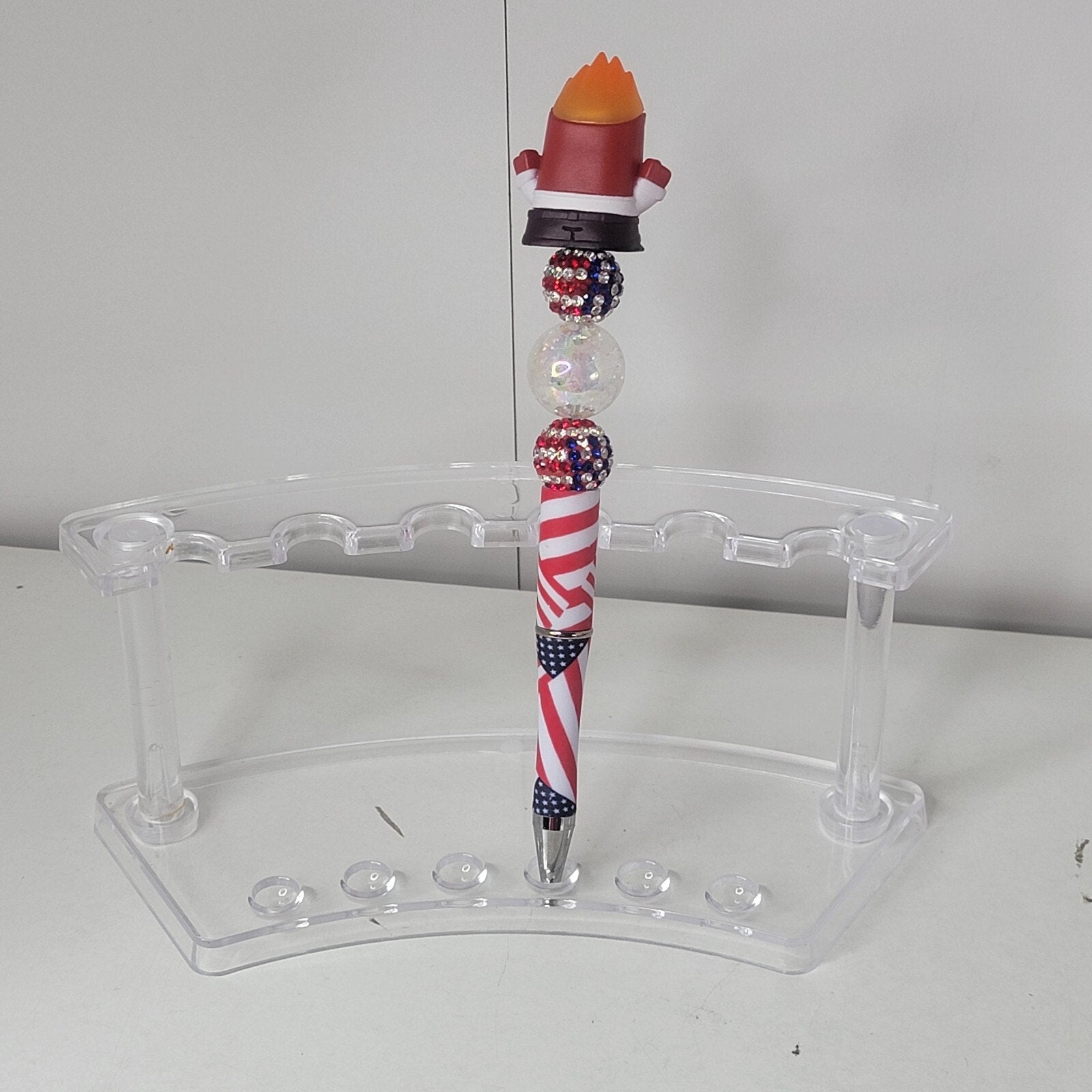 Disney Doorables Beaded Pen Anger from Inside Out 2 Movie Patriotic Base USA