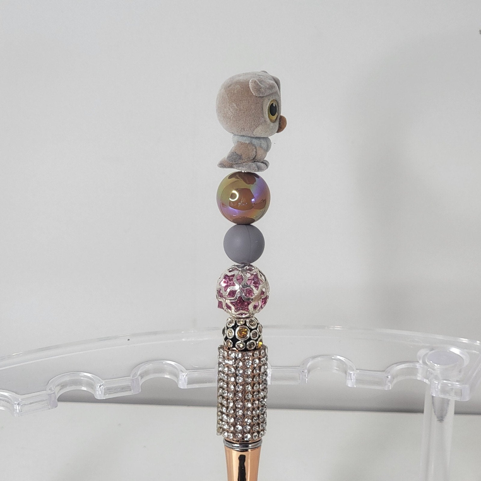 Disney Bambi Friend Owl Doorables Pen Handmade Beaded Vintage Forest Animal Gift