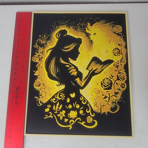 3D Printed Belle Reading Silhouette Wall Art Plaque By LMP Creations