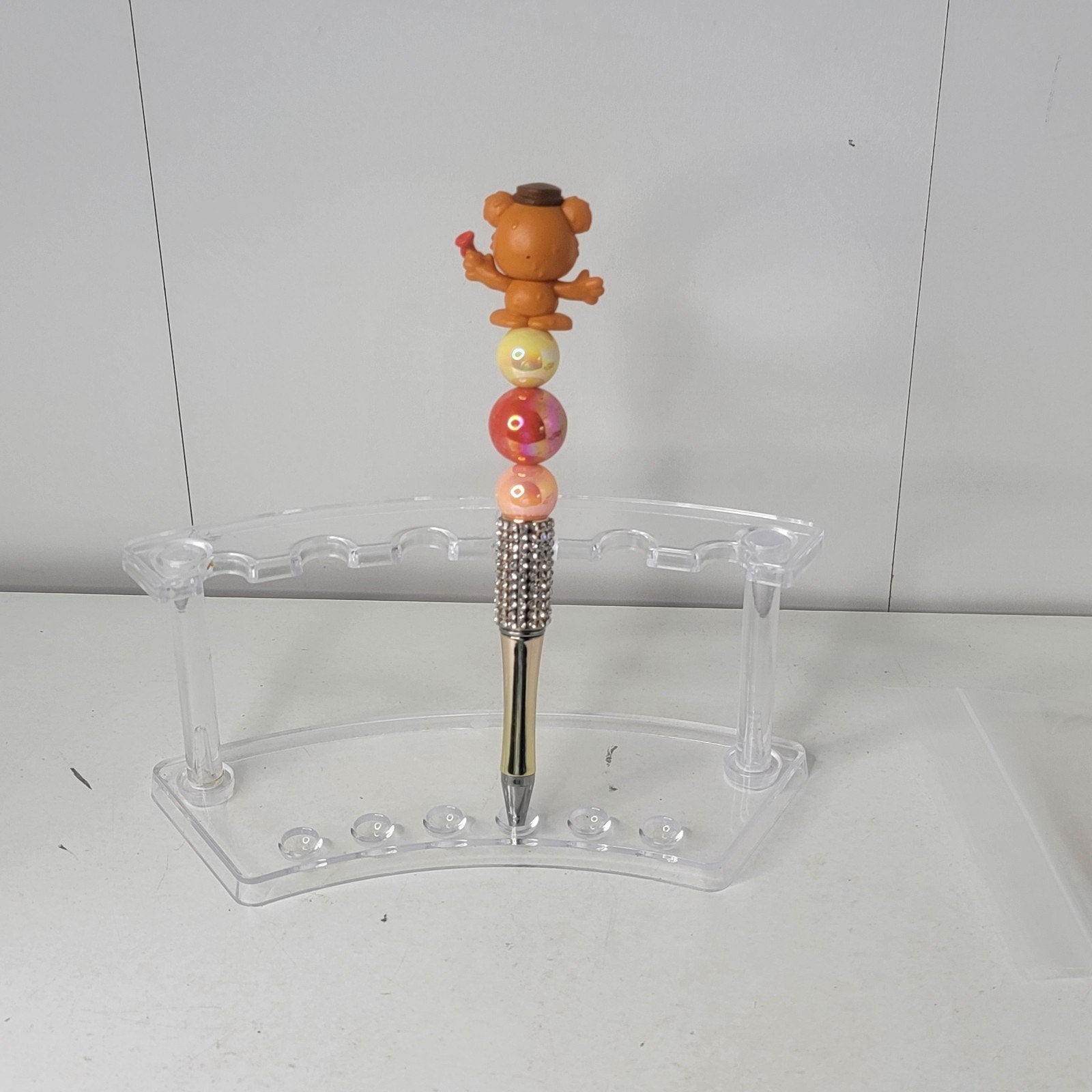 Handmade Disney Beaded Pen Fozzie Bear Muppets Collectible Writing Gift Horn